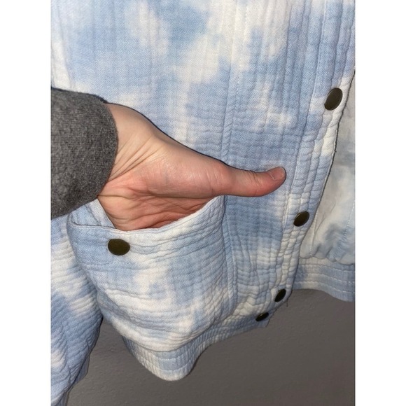 Cloud tie-dye Spring Easter Cotton Bomber Coat XS - Picture 8 of 8